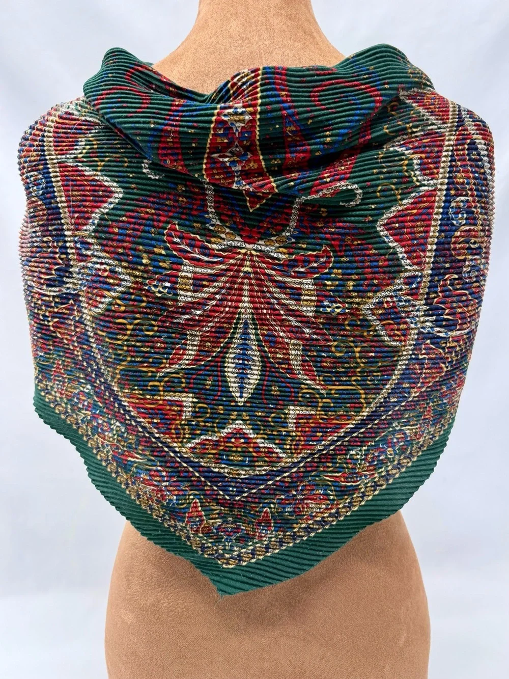 Pleated Paisley Scarf Wrap Shawl in Jewel Tones